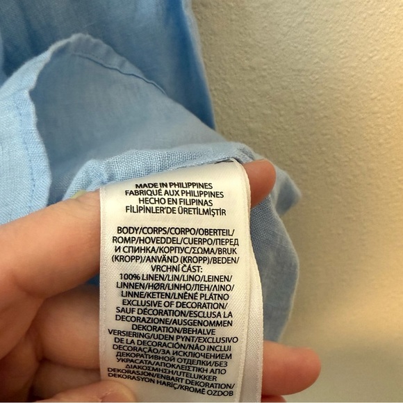 Ralph Lauren Linen Light Blue Button Up Shirt With Pink Emblem Men’s Size XL - Picture 5 of 6